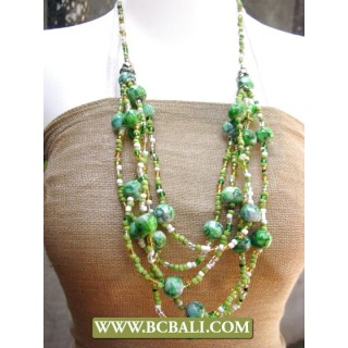 Green Stone and Beading Necklaces Fashion